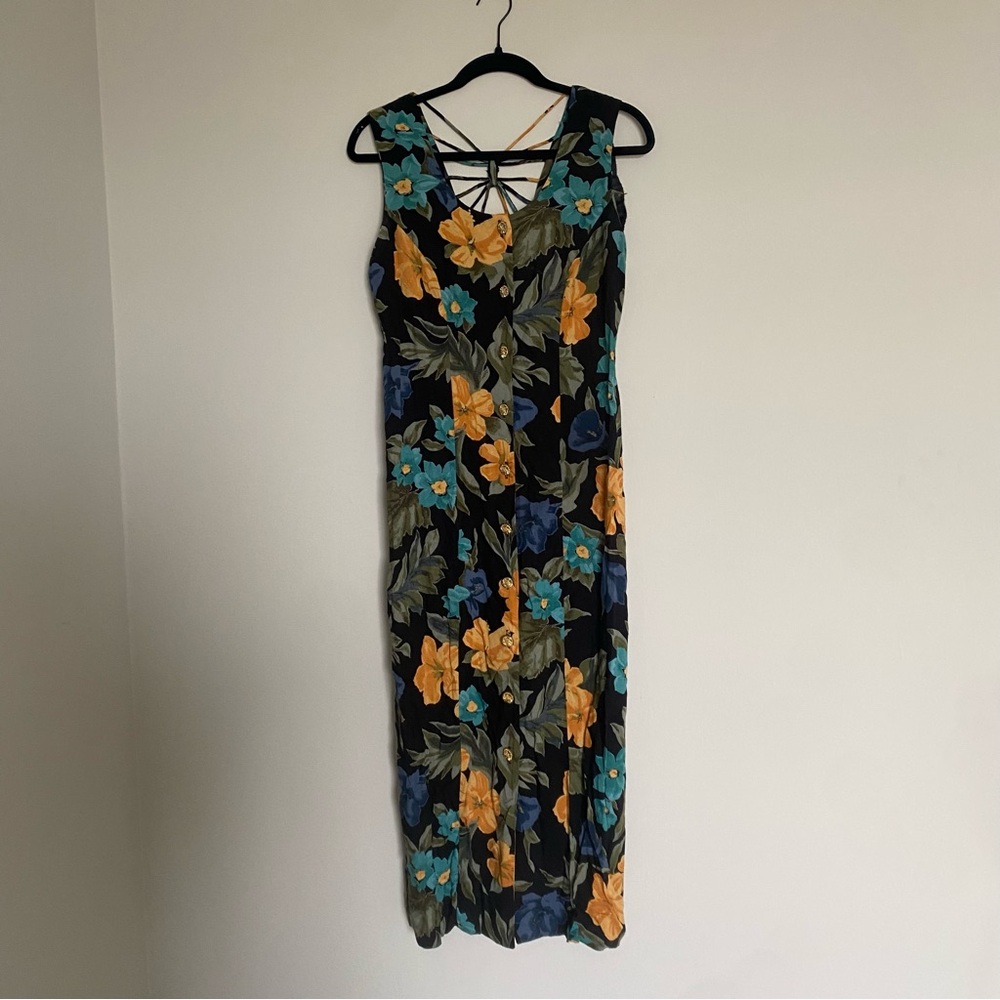 Vintage Sara Makes Dresses Maxi 90s Floral Dress Phoebe Buffay Size 8